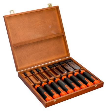 434-S8-EUR Bahco 8 Piece Chisel Set, 318mm Length, 6 mm, 10 mm, 12 mm, 16 mm, 18 mm, 25 mm, 32 mm, 38 mm Blade Width