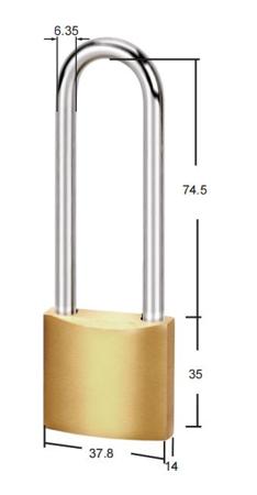 217-697 RS PRO Key Brass Padlock, 6.3mm Shackle, 37.8mm Body