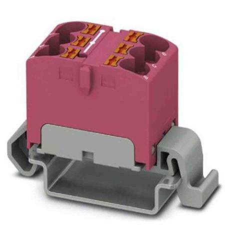 3273675 Phoenix Contact Distribution Block, 6 Way, 0.2 → 6mm², 32A, 800 V, Pink