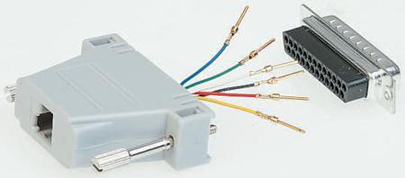 12.03.8025-50 Roline D Sub Adapter Male 25 Way D-Sub to Female RJ45