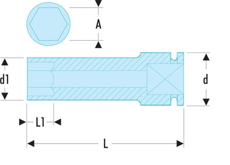 NSB-21 Facom 21mm, 1/2 in Drive Impact Socket, 80 mm length