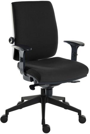 625-818 RS PRO Black Fabric Operator Chair, 150 Weight Capacity