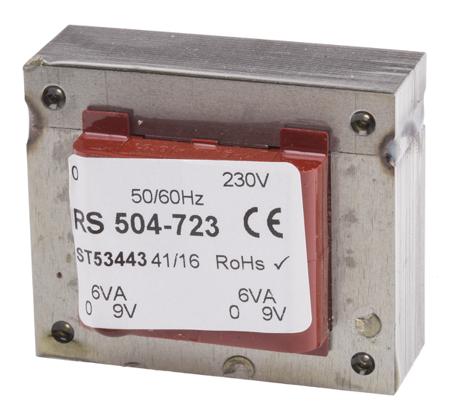 504-723 RS PRO 9V ac 2 Output Through Hole PCB Transformer, 12VA