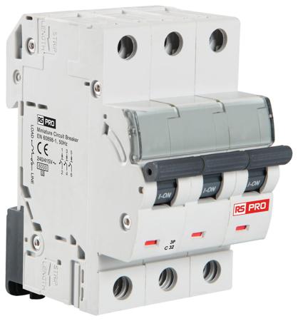 265-0210 RS PRO MCB, 3P Poles, 6A Curve C, 240V AC, 240V DC, 10 kA Breaking Capacity, MCB