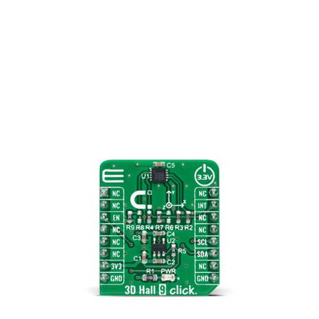 MIKROE-4948 MikroElektronika 3D Hall 9 Click Hall Effect Sensor Add On Board for ALS31300 mikroBUS Socket