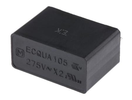 ECQUAAF105KA Panasonic 1μF Polypropylene Capacitor PP 275V ac ±10% Tolerance Through Hole ECQUA Series