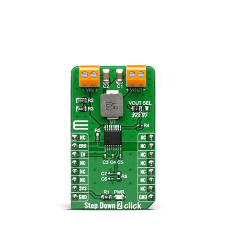 MIKROE-3895 MikroElektronika Step Down 2 Click Step Down Regulator for L6986HTR for LNMs, PLCs