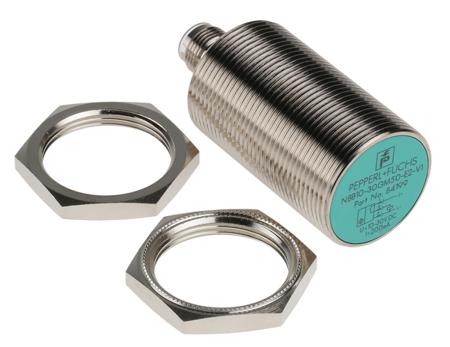 NBB10-30GM50-E2-V1 Pepperl + Fuchs PNP Inductive Sensor 10 mm Detection Range, Barrel 65mm length, 10 → 30 V dc, IP67