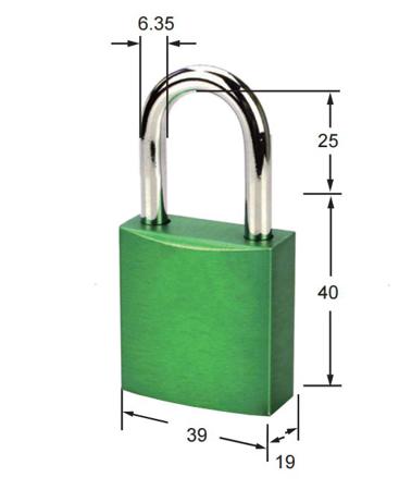 217-695 RS PRO Key Aluminium Padlock, 6.3mm Shackle, 39mm Body