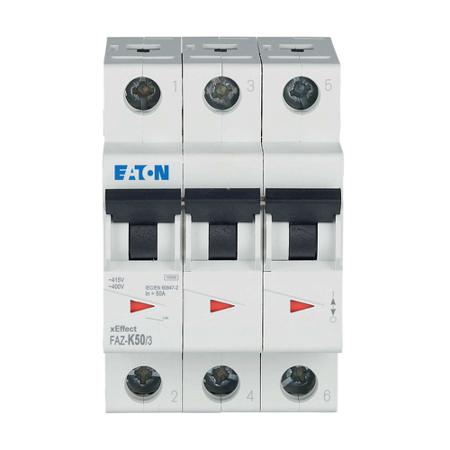 278916-FAZ-K50-3 Eaton xEffect FAZ MCB, 3P, 50A Curve K, 400V AC, 60V DC, 10 kA Breaking Capacity