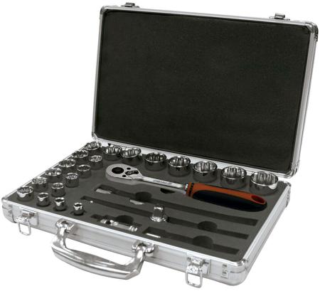 61960 Ega-Master 25-Piece Imperial, Metric 1/2 in Standard Socket Set with Ratchet