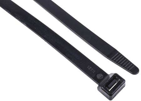 811-1675 RS Pro Black Nylon Cable Tie, 550mm x 12.7 mm