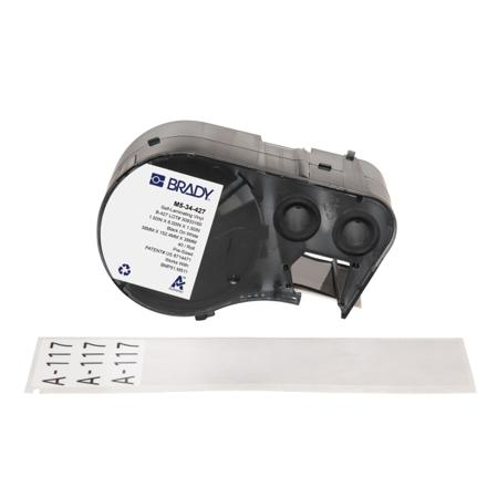 M5-34-427 Brady B-427 on Black on White, Transparent Label, 38.10 mm Width, 38.10mm Label Width