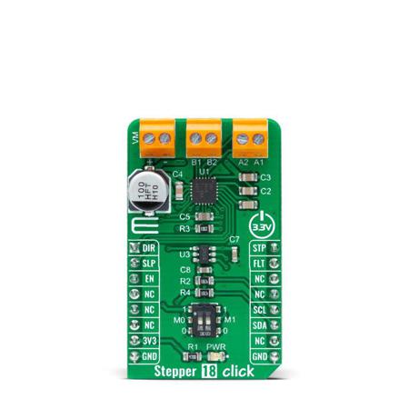 MIKROE-4689 MikroElektronika Stepper 18 Click Stepper Motor Driver for DRV8426 for mikroBUS Socket