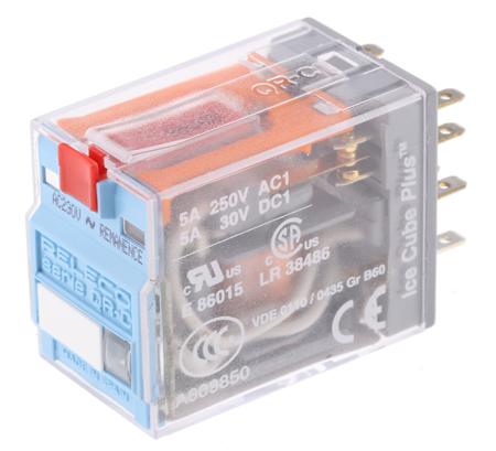 C9R21N230A Releco Plug In Latching Power Relay, 230V ac Coil, 5A Switching Current, DPDT