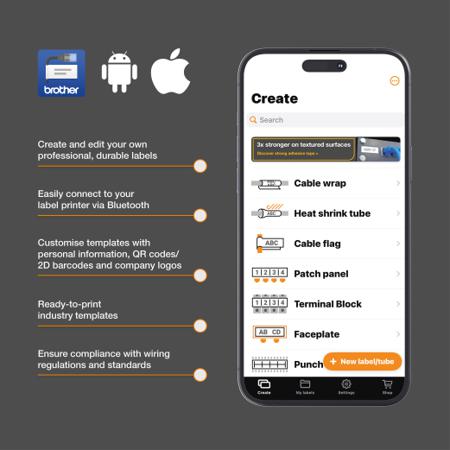PTE310BTVPQL1 Brother  Handheld Label Printer, 135mm Max Label Width