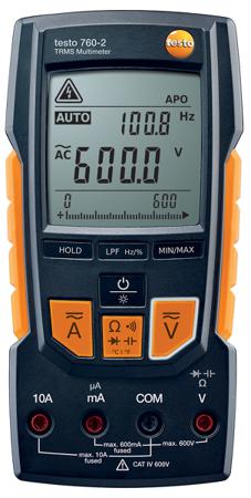 0590 7602 Testo 760-2 Handheld Digital Multimeter, True RMS, 10A ac Max, 10A dc Max, 600V ac Max
