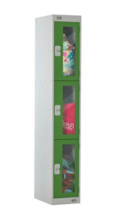 213-535 RS PRO 3 Door No Steel Green, Light Grey Locker, 1800 mm x 300 mm x 300mm