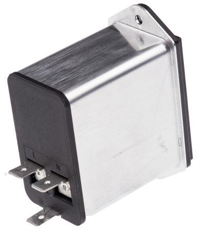 DD12-9121-111 Male C14 IEC Filter Panel Mount 5 x 20mm,Quick Connect Terminals 6.3 x 0.8 mm,Rated At 10A,250 V ac