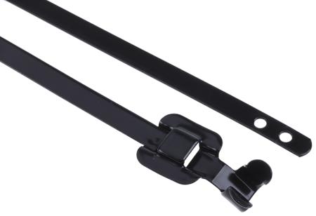 185-8686 RS Pro Black Polyester Coated Stainless Steel Releasable Cable Tie, 330mm x 5 mm