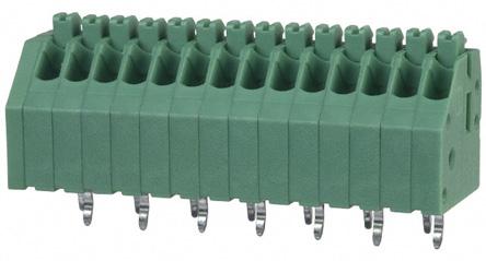 1990122 Phoenix Contact PTSA 0.5/14-2.5-Z Series PCB Terminal Block, 2.5mm Pitch, Through Hole Mount, 1-Row, Solder Termination