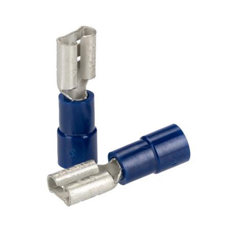 270-7584 RS PRO Blue Insulated Female Spade Connector, Receptacle, 6.35 x 0.8mm Tab Size, 1.5mm² to 2.5mm²