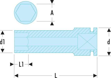 NMB-36 Facom 36mm, 1 in Drive Impact Socket, 100 mm length