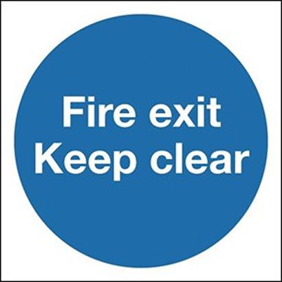 146-362 Polyester Keep Clear, Fire Exit, Keep Clear, English, Exit Sign
