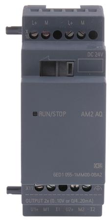 6ED1055-1MM00-0BA2 Siemens LOGO! Series I/O module for Use with LOGO! 8, LOGO! 8.2, 24 V dc Supply, Analogue Output