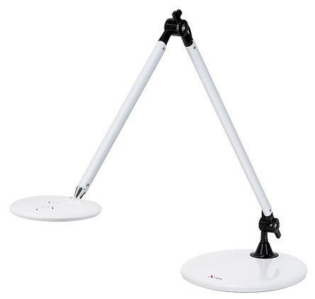 910-7131 RS Pro LED Desk Lamp, 7.4 W, Reach:433mm, Adjustable Arm, Black, White, 12 V, Lamp Included
