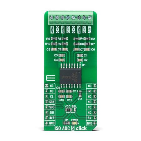 MIKROE-4758 MikroElektronika  ISO ADC 5 Click Add On Board Signal Conversion Development Tool