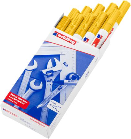 RS-4-750005 Edding Yellow 2 → 4mm Medium Tip Paint Marker Pen for use with Glass, Metal, Plastic, Wood