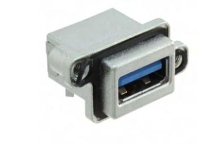MUSBR-3193-M0 Amphenol Communications Solutions Right Angle, PCB Mount, Socket- Single Port Type A 3.0 IP67 USB Connector