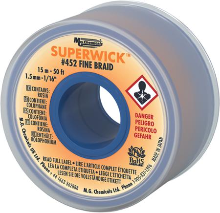 452 Super Wick SUPERWICK  15m Desoldering Braid, Width 1.5mm