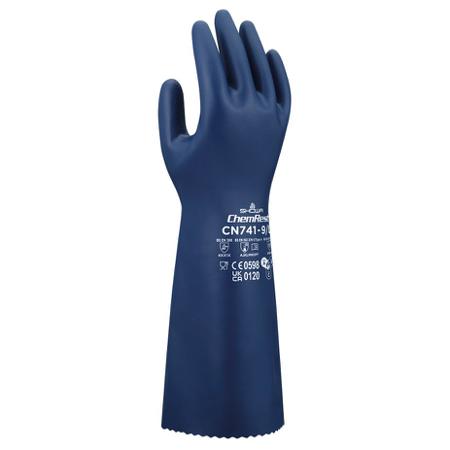SHOCN7411 Showa CN741 EBT Blue Cotton Chemical Resistant Work Gloves, Size Small, Nitrile Coating