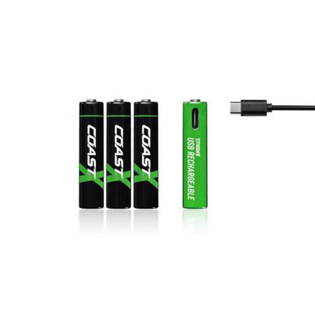 ZXAAA Coast AAA Lithium-Ion AAA Battery, 750mAh, 1.5V - Pack of 4