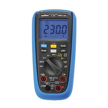 MTX204-Z Metrix MTX204 Handheld Digital Multimeter, True RMS, 10A ac Max, 10A dc Max, 750V ac Max - UKAS Calibrated