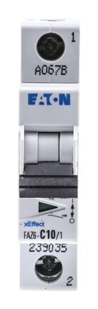 239035 FAZ6-C10/1 Eaton xEffect MCB, 1P, 10A Curve C, 230 → 400V AC, 6 kA Breaking Capacity