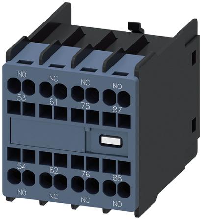 3RH29112XB220MA0 Siemens Auxiliary Switch Block, 4 Contact, 2NO + 2NC, Snap-On Mounting, SIRIUS 3RH2