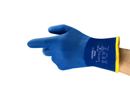 23202080 Ansell AlphaTec 23-202 Blue Cotton Chemical Resistant Gloves, Size 8, PVC Coating