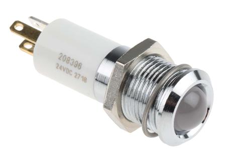208-396 RS PRO Green, Red, Yellow Panel Mount Indicator, 24V dc, 14mm Mounting Hole Size, Solder Tab Termination
