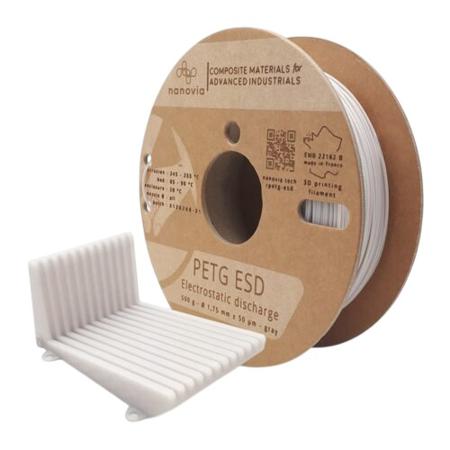NAPTGED1050GY NANOVIA 1.75mm Grey PET-G ESD 3D Printer Filament, 500g