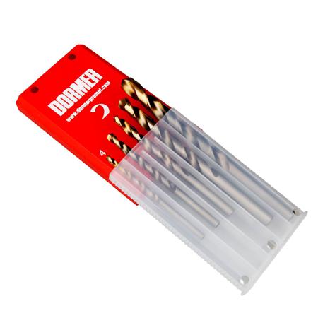A08910 Dormer A002 HSS 4 mm, 5 mm, 6 mm, 8 mm, 10 mm Drill Set Drill Bit, 75 mm, 86 mm, 93 mm, 117 mm, 133 mm Plain Shank