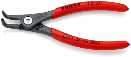 49-21-A11 Knipex 130 mm Chrome Vanadium Steel Circlip Pliers with Bent Tip, External, Range 10 → 25 mm
