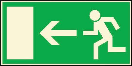 38-0005 Adhesive Film Fire Exit Left, English, Non-Illuminated Emergency Exit Sign, 300 x 150mm