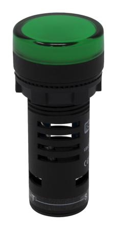 909-2493 RS Pro Green LED Pilot Light Complete With Test Circuit, 22mm Cutout, IP65, Round, 12 V ac/dc, 20 mA