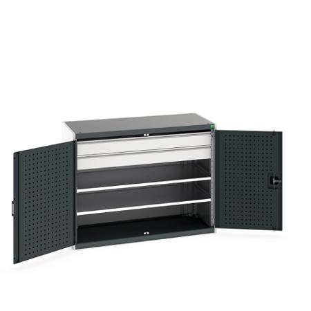 40022084-19V Bott 2 Door, 2 Drawer Sheet Steel Floor Standing Cupboard, 1300 X 650 X 1000mm