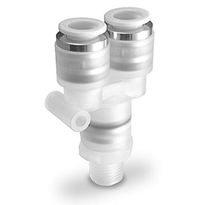 KPU08-00 SMC KPU Series Union Y, 8 mm to 8 mm, Threaded-to-Tube Connection Style,