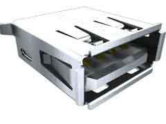 USB-A-S-F-W-TH Samtec, Through Hole, Socket- Single Port Type A 2.0 USB Connector