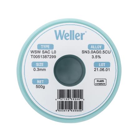 T0051387299 Weller Wire, 0.3mm Solder, 217 → 221°C Melting Point